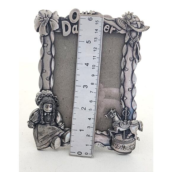 PICTURE FRAME-Pewter-"Our Daughter"-Doll-Carousel Horse-6"x4" Frame-Glass Cover - Picture 11 of 13